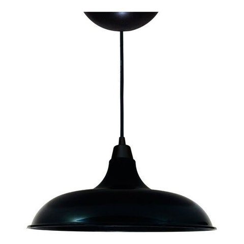 Kit Utron 5 Lustres Luminária Pendente Prato Bedd Retrô 32cm - Preto - 110v/220v (bivolt)