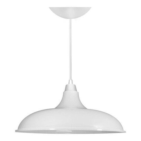 Kit Utron 6 Lustres Luminária Pendente Prato Bedd Retrô 32cm - Branco - Bivolt