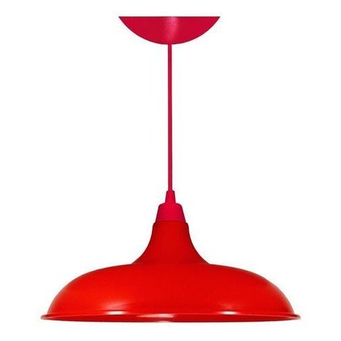 Kit Utron 6 Lustres Luminária Pendente Prato Bedd Retrô 32cm - Vermelho - Bivolt