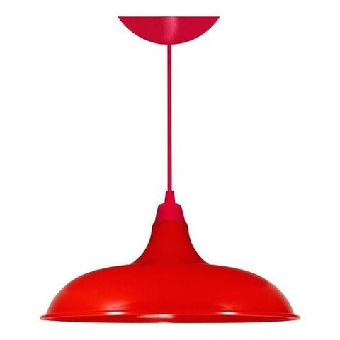 Kit Utron 10 Lustres Luminária Pendente Prato Bedd 32cm - Vermelho - 110v/220v (bivolt)