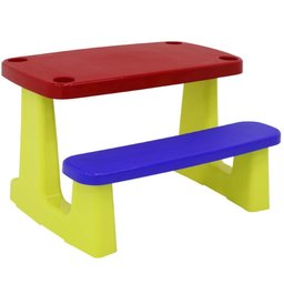 Mesinha Infantil com Banco Tramontina Escolar Mesa Atividades Brincar Plástico Colorido +2 Anos - 1