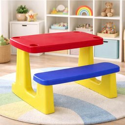 Mesinha Infantil com Banco Tramontina Escolar Mesa Atividades Brincar Plástico Colorido +2 Anos - 3