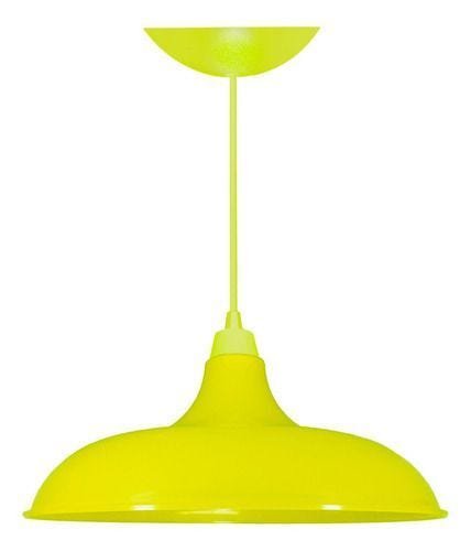 Kit Utron 10 Lustres Luminária Pendente Prato Bedd 32cm - Amarelo - 110v/220v (bivolt) - 1