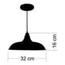 Ver imagem 2 de Kit Utron 10 Lustres Luminária Pendente Prato Bedd 32cm - Preto - 110V/220V (Bivolt)