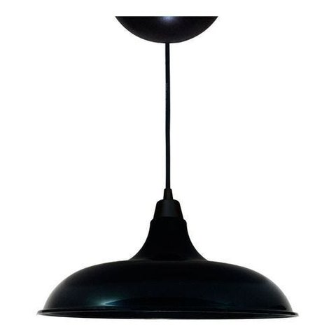 Kit Utron 10 Lustres Luminária Pendente Prato Bedd 32cm - Preto - 110V/220V (Bivolt)