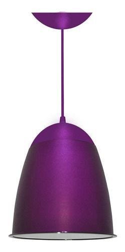 Kit Utron 2 Lustres Luminária Pendente Cor Taça 20cm 5 Cores - Violeta - 1