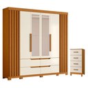 Ver imagem 1 de Kit Guarda Roupa Casal Doble 6 Portas de Bater e Cômoda Mobi 4 Gavetas MDP Cinamomo Off White