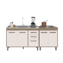 Ver imagem 2 de Balcão de Pia 120m S/tampo com Balcão P/ Cooktop 70cm Barcelona - Carvalho Oak/off White Poliman