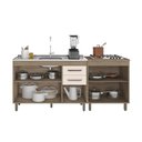 Ver imagem 3 de Balcão de Pia 120m S/tampo com Balcão P/ Cooktop 70cm Barcelona - Carvalho Oak/off White Poliman