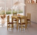 Ver imagem 1 de Mesa de Jantar Safira 88x88 com 4 Cadeiras Diamante Estofado Marrom:nogueira