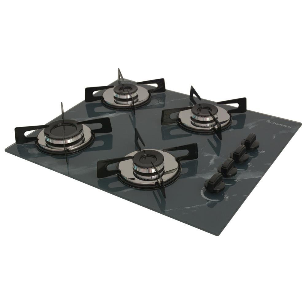 Cooktop Chapa 4bocas Ultra Chama 127/220v Marmo Cinza