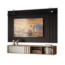 Ver imagem 2 de Conjunto Rack e Painel Cedro Sálvia 160cm 180cm MDP Porta de Correr Preto Móveis Carraro