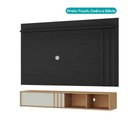 Ver imagem 4 de Conjunto Rack e Painel Cedro Sálvia 160cm 180cm MDP Porta de Correr Preto Móveis Carraro