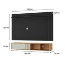 Ver imagem 6 de Conjunto Rack e Painel Cedro Sálvia 160cm 180cm MDP Porta de Correr Preto Móveis Carraro