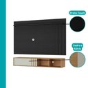 Ver mais imagens de Conjunto Rack e Painel Cedro Sálvia 160cm 180cm MDP Porta de Correr Preto Móveis Carraro