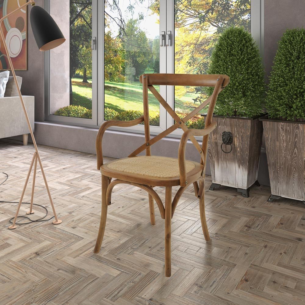 Kit 6 Cadeiras Decorativas Sala de Jantar Cozinha Danna com Apoio Rattan Natural Bétula - Gran - 5