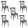 Kit 5 Cadeiras Decorativas Sala de Jantar Cozinha Danna Rattan Natural Preta - Gran Belo - 1