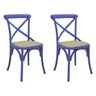 Kit 2 Cadeiras Decorativas Sala de Jantar Cozinha Danna Rattan Natural Azul - Gran Belo - 1