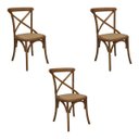 Ver imagem 1 de Kit 3 Cadeiras Decorativas Sala de Jantar Cozinha Danna Rattan Natural Bétula- Gran Belo