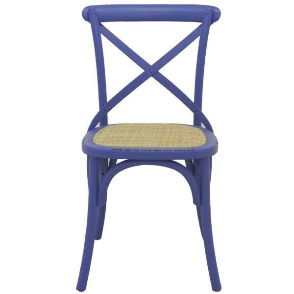 Kit 4 Cadeiras Decorativas Sala de Jantar Cozinha Danna Rattan Natural Azul - Gran Belo - 6
