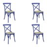 Kit 4 Cadeiras Decorativas Sala de Jantar Cozinha Danna Rattan Natural Azul - Gran Belo - 1