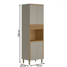 Paneleiro Allure 4 Portas 100% Mdf Jequitibá/gris Fosco - Linea Brasil - 3