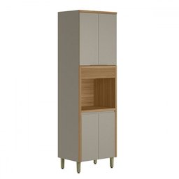 Paneleiro Allure 4 Portas 100% Mdf Jequitibá/gris Fosco - Linea Brasil - 1