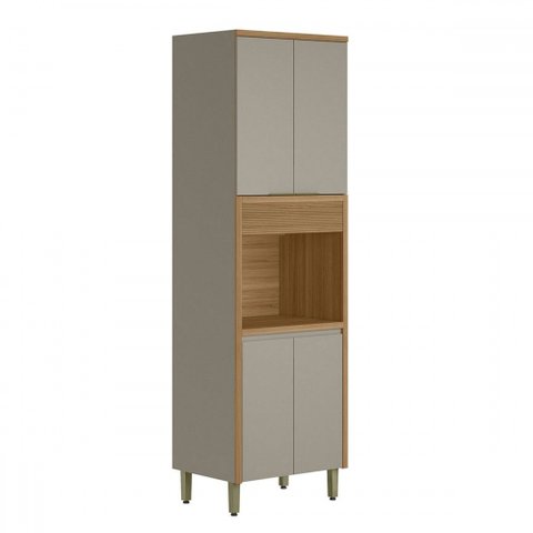 Paneleiro Allure 4 Portas 100% Mdf Jequitibá/gris Fosco - Linea Brasil