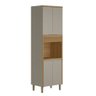 Paneleiro Allure 4 Portas 100% Mdf Jequitibá/gris Fosco - Linea Brasil - 1