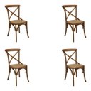 Ver imagem 1 de Kit 4 Cadeiras Decorativas Sala de Jantar Cozinha Danna Rattan Natural Bétula- Gran Belo