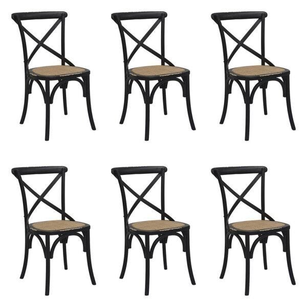 Kit 6 Cadeiras Decorativas Sala de Jantar Cozinha Danna Rattan Natural Preta - Gran Belo - 1
