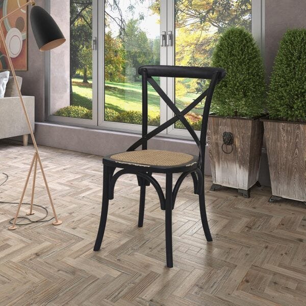 Kit 6 Cadeiras Decorativas Sala de Jantar Cozinha Danna Rattan Natural Preta - Gran Belo - 5