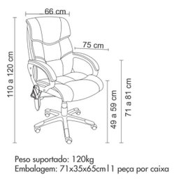 Kit 2 Cadeira de Escritório Home Office Ceuta Giratória com Massagem Pu Preta - 4