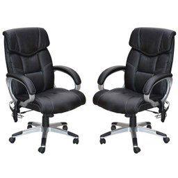 Kit 2 Cadeira de Escritório Home Office Ceuta Giratória com Massagem Pu Preta - 1