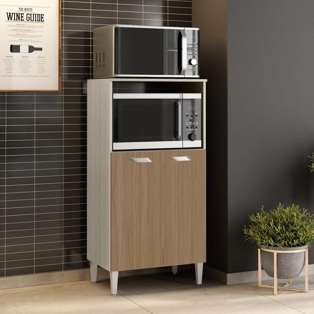 Balcão Multiuso Microondas Forno Elétrico 2portas Prisma Elmo/marrom ...