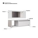 Ver imagem 3 de Penteadeira Mesa de Maquiagem Eva Suspensa 01 Porta com Espelho Branco - Desk Design
