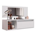 Ver imagem 1 de Penteadeira Mesa de Maquiagem Eva Suspensa 01 Porta com Espelho Branco - Desk Design