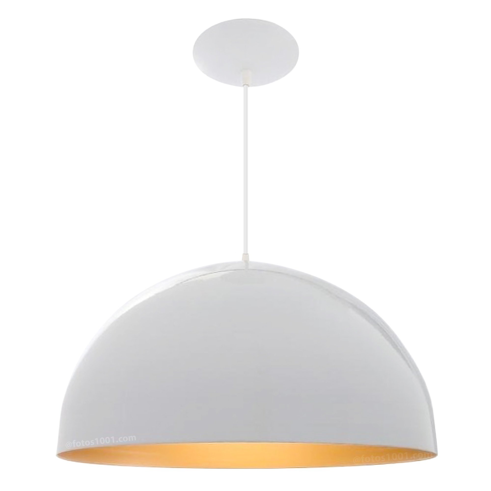 Kit 3 Pendente Onix Poptem Meia Esfera 30Cm branco e dourado lustre aluminio luminária sala - 1