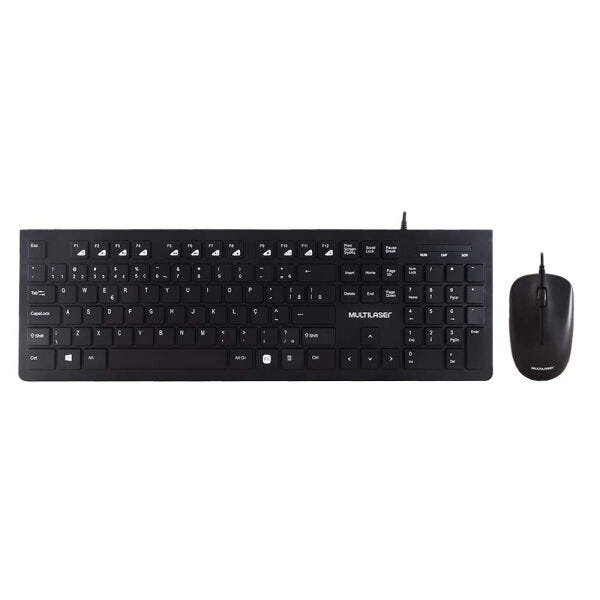 Kit Teclado e Mouse Multilaser com Fio Multimídia USB Slim Preto - TC240 TC240 - 1