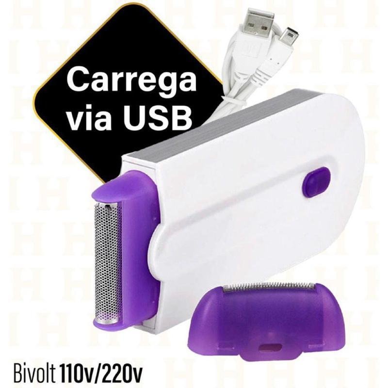 Depilador Elétrico Feminino Intimo sem Dor Sensor Usb Cor - 5