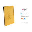 Ver imagem 1 de Interruptor Touch Tok Glass 3 Pads Zigbee Dourado 4x2 Lumenx Touch Tok Glass Zigbee