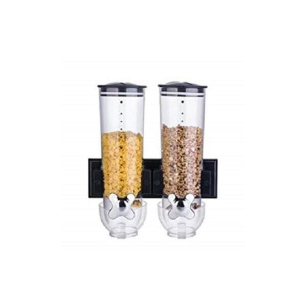 Porta alimentos duplo dispenser de parede para cereais sucrilhos granola cozinha 2 potes luxo - 3