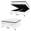 Ver imagem 1 de Cama Box Baú Colchão Casal King Molas Ensacadas City Pillow Top 193x203x64cm Linho Branco Cinza