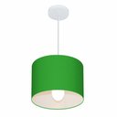 Ver imagem 1 de Lustre Pendente Cilíndrico Md-4054 Cúpula em Tecido 30x21cm Verde Folha - Bivolt