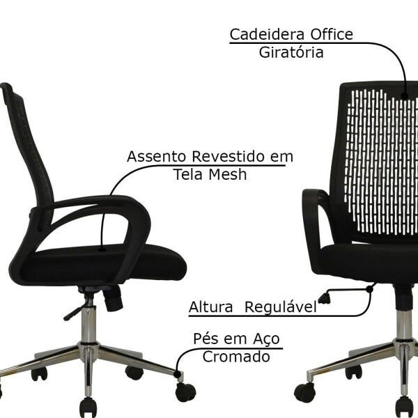Cadeira Executiva Escritório Kingdom Pp Preta  - 3