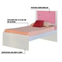 Ver imagem 2 de Cama Solteiro Reino Branco/Rosa - Gran Belo