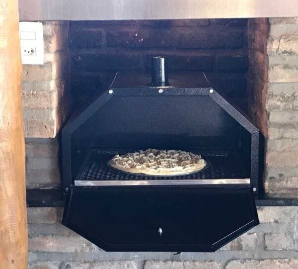 Forno Muitiuso Pizza Frango Carnes Para Encaixar na Churrasqueira Medida 60x45 Com Grelha Inox e - 3