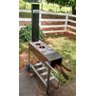 Fogão a Lenha Portátil Inox 95x35 Com Chapa de Ferro Três Furos Rodas e Chaminé - 2
