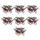 Ver imagem 1 de Kit 7 Conjuntos de Mesa Dobravel com 6 Cadeiras de Madeira 120x70 para Restaurante e Bar - Imbuia