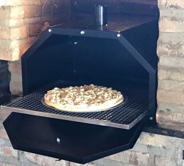 Forno de Pizza para Churrasqueira 60x45 com Grelha e Assadeira Pintado - 1